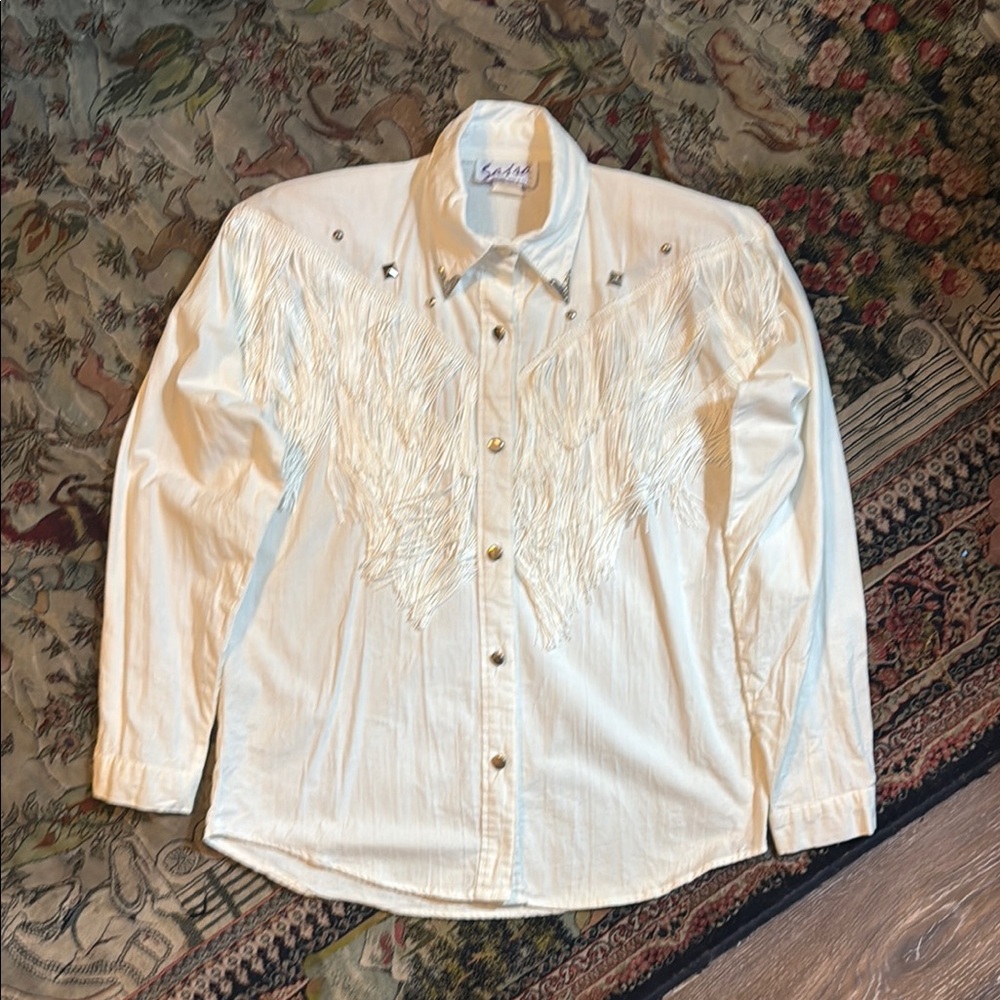 Elegant White Embroidered Button Down Shirt